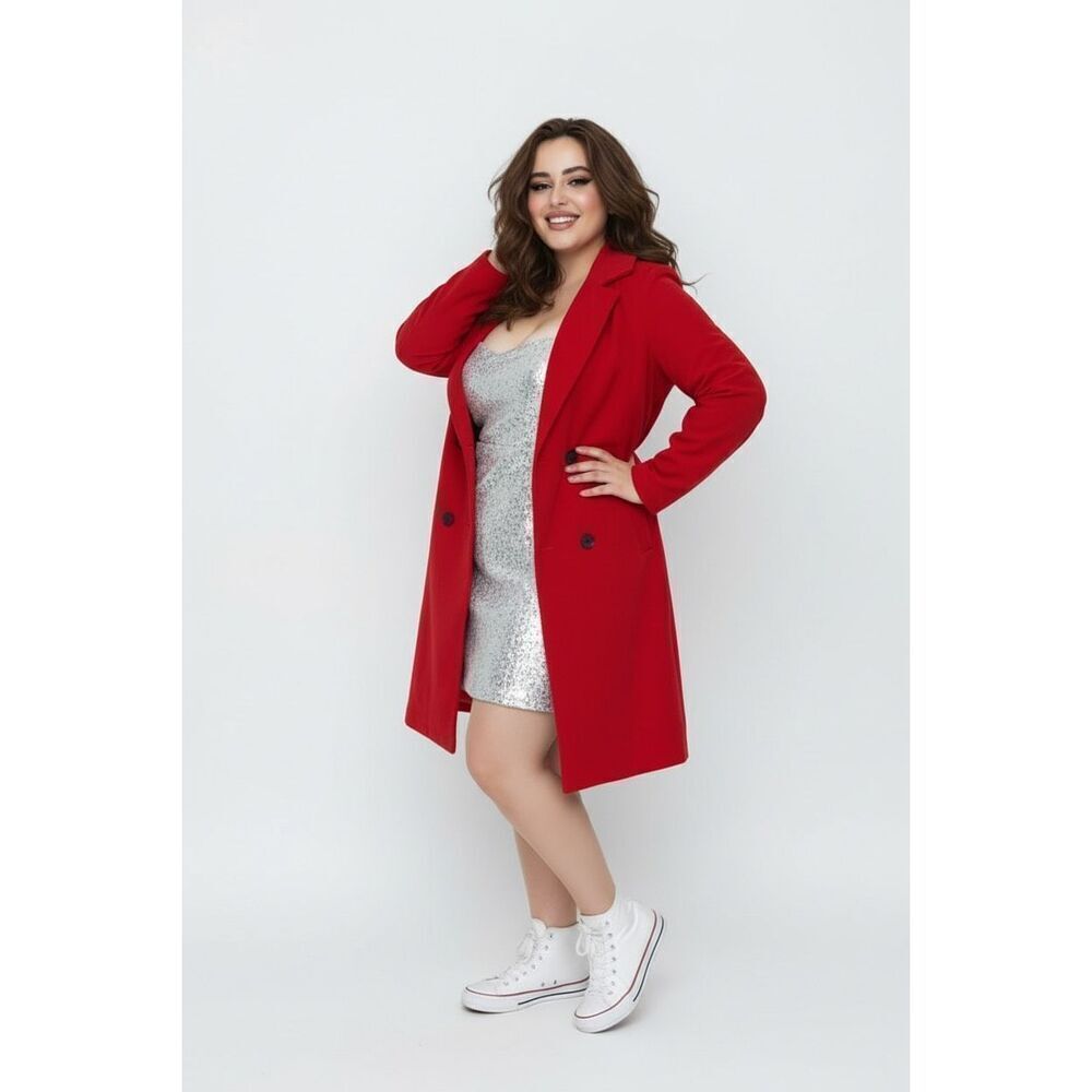 Red Felt Dress Coat size 18